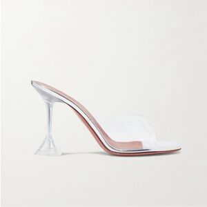 AMINA MUADDI Lupita clear PVC and silver leather mules 38